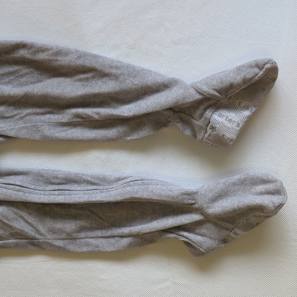 carter's gray raccoon fleece zipper footie sleeper pajamas 3T toddler boys - Picture 5 of 6